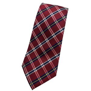Lauren Ralph Lauren Men's Burgundy Tartan Plaid 100% Silk Necktie Christmas NWOT